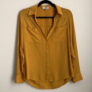 EXPRESS Yellow Portofino Button Down Blouse Size M